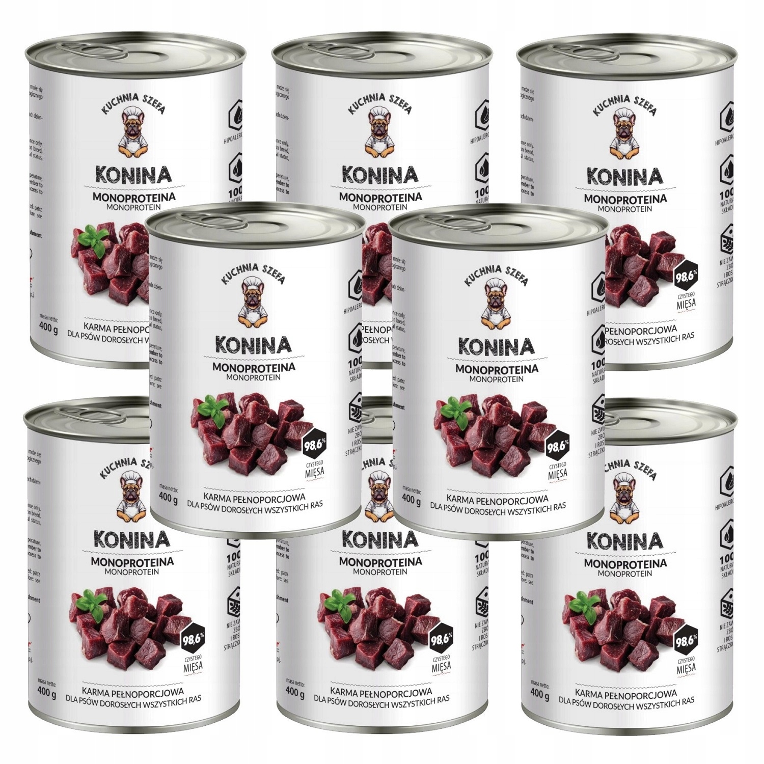 Kuchnia Szefa Mokra Karma Dla Psa Monoproteinowa Konina 8x400g