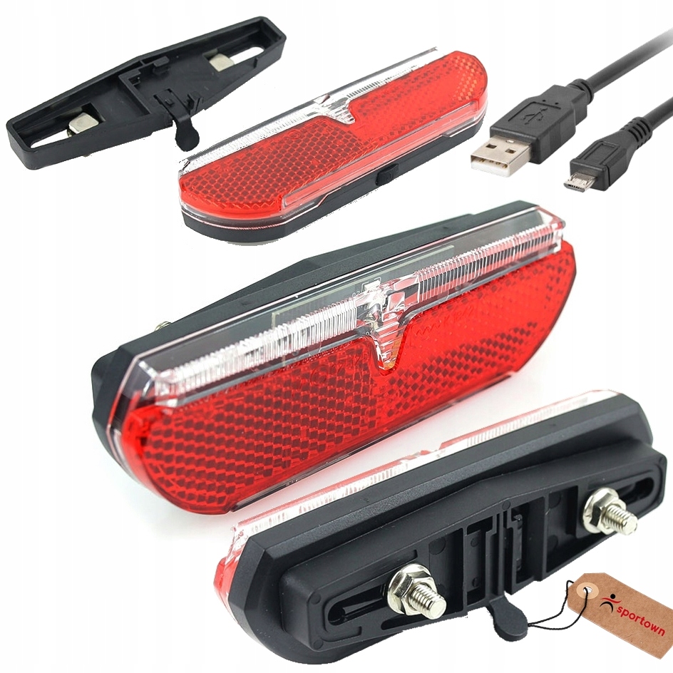 Lampka rowerowa tylna na bagażnik akumulator 300mAh Usb Led 1 tryb