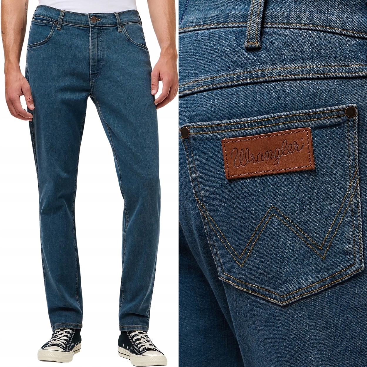 Wrangler Larston slim StormyWash Přiléhavé Tmavé Džínové Kalhoty W38 L34