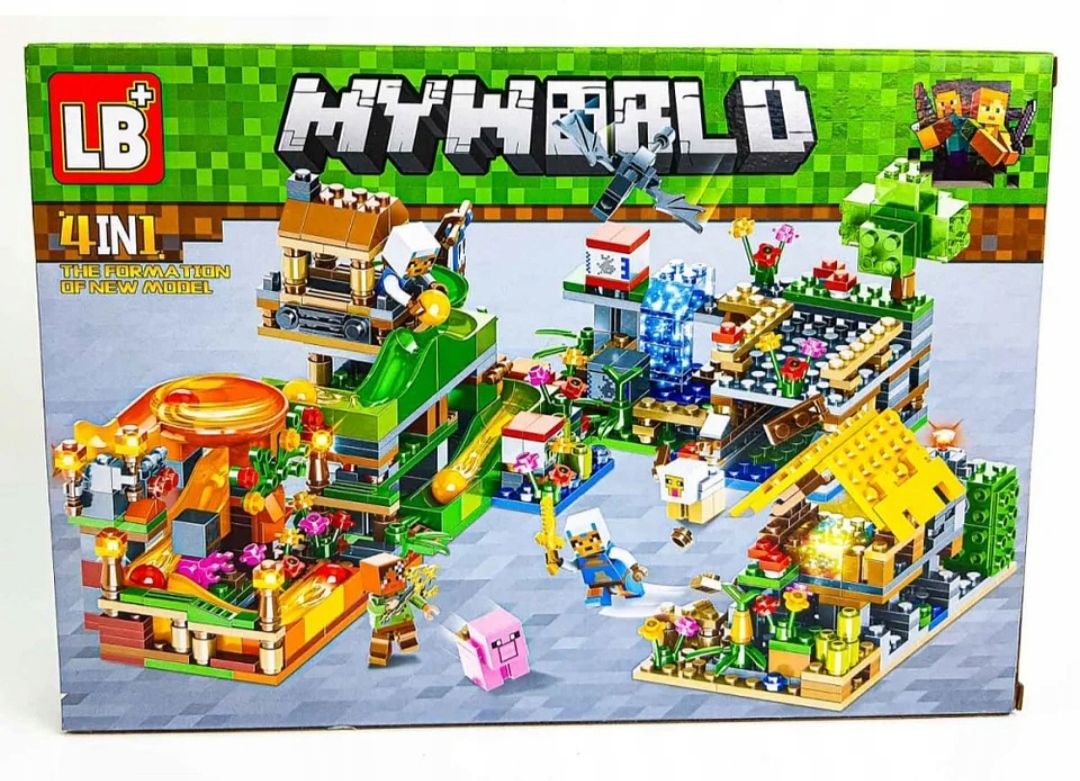Klocki minecraft my world LB 860 wioska farma tor kulkowy