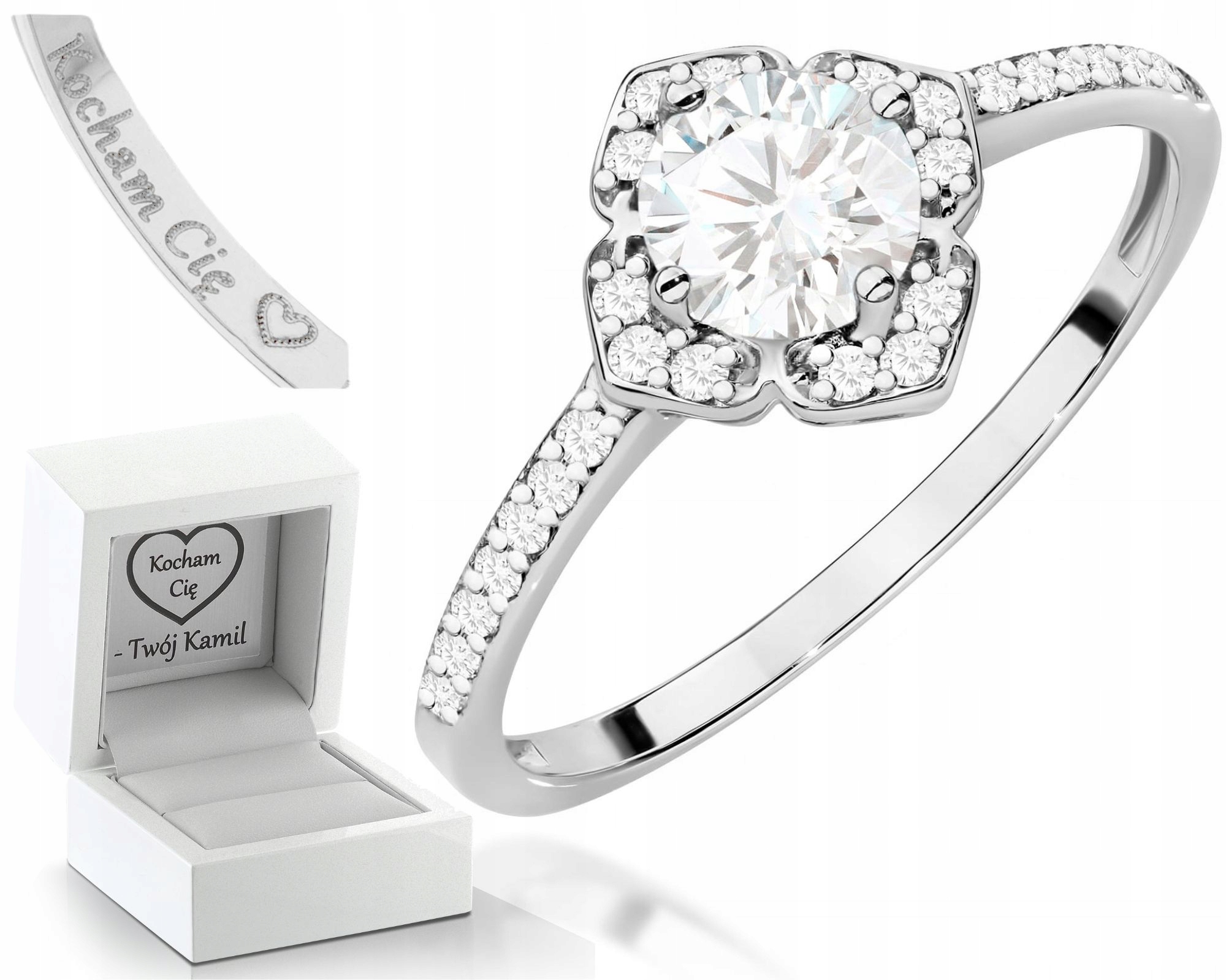 Bílý Zlatý Prstýnek S Bílým Safírem A Diamanty Zlato 585 Jako Dárek