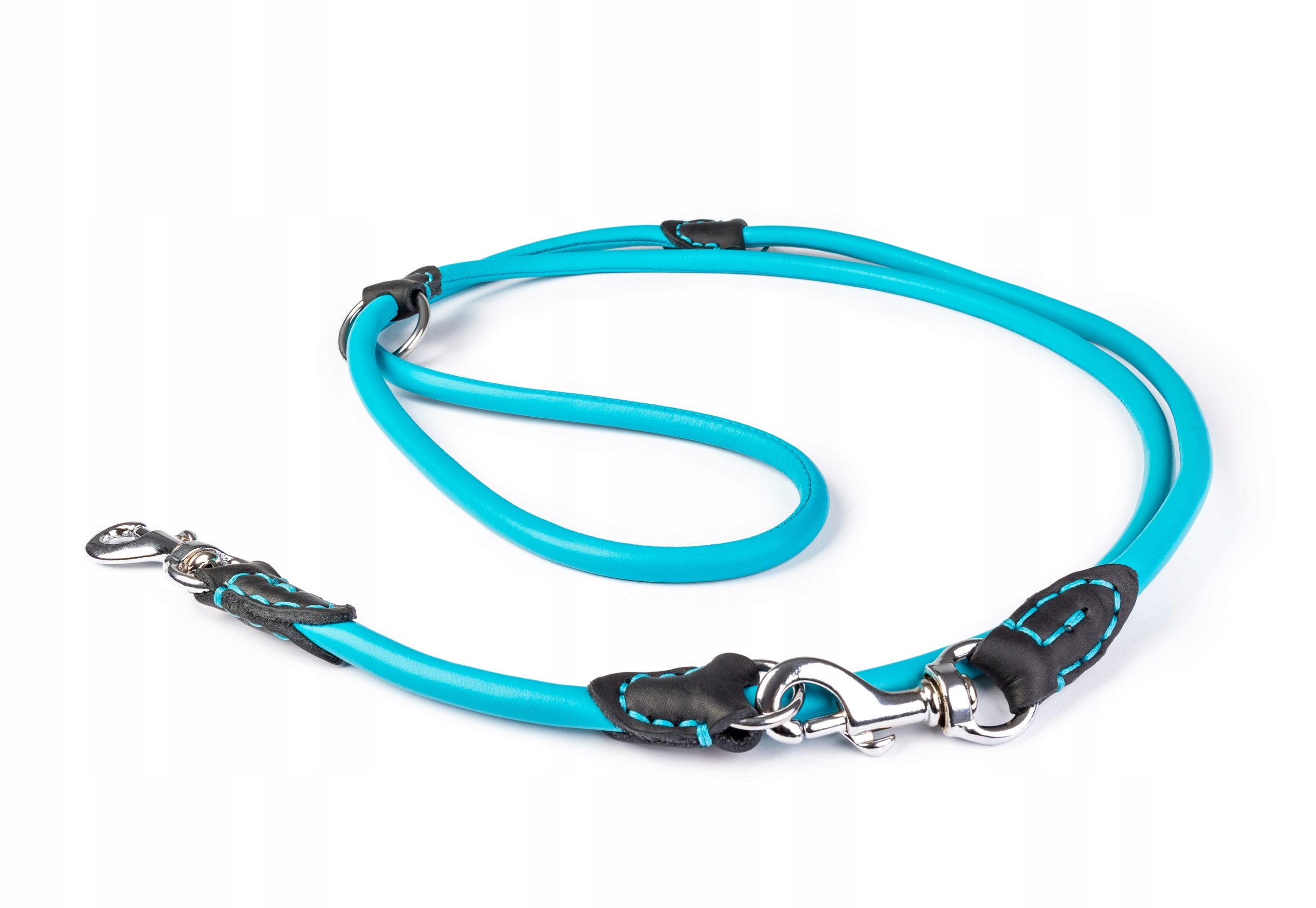 Levně Vodítko nastavitelná, ručně šitá, tyrkysová, antialergická kůže 12 mm, 2,2 m velká