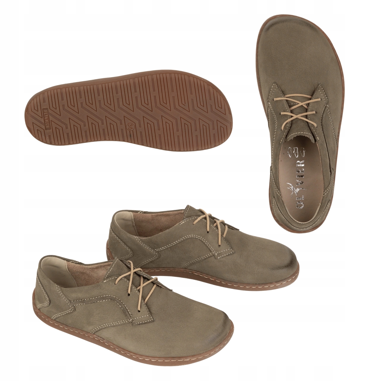 Barefoot Dámské minimalistické kožené boty 1082 olivové 40