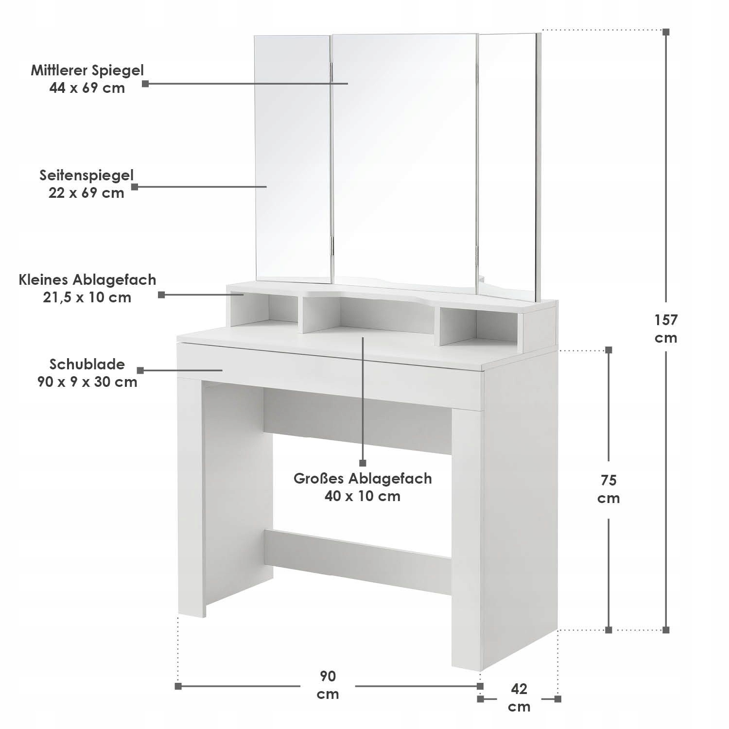 226 Toaletka komoda lustro kosmetyczka biurko Szerokość mebla 90 cm