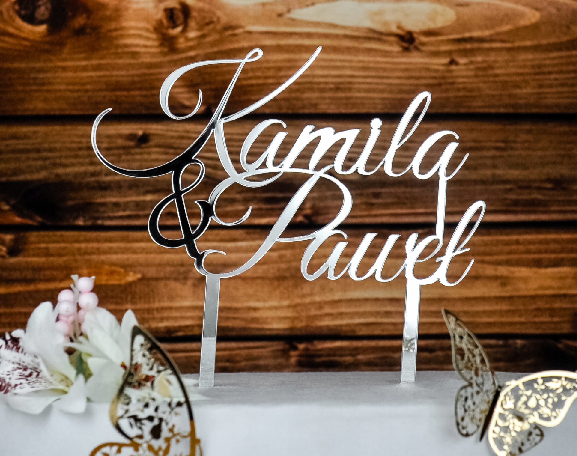 Topper srebrny TŚS-7-"imiona" Ślub Marka Dekor Laser