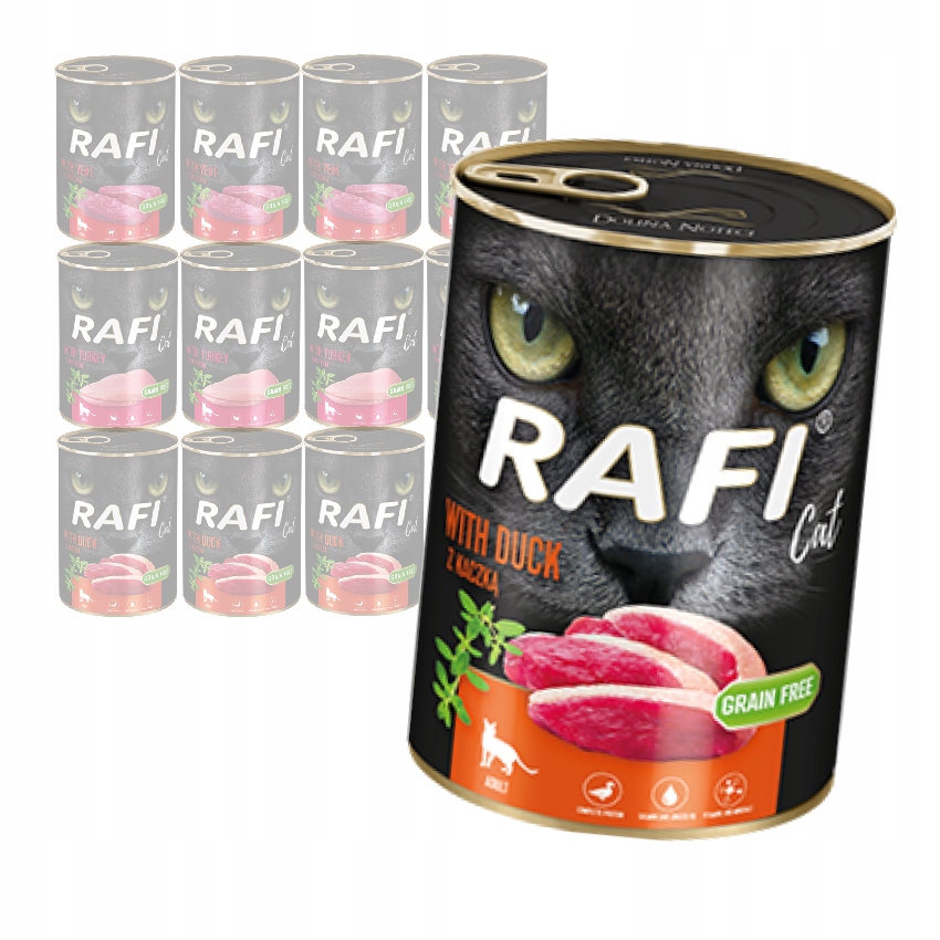 Levně Rafi Cat Adult Vlhké Krmivo Pro Kočky MIX Chutí 12x400g Kachna Krůta Telecí Maso