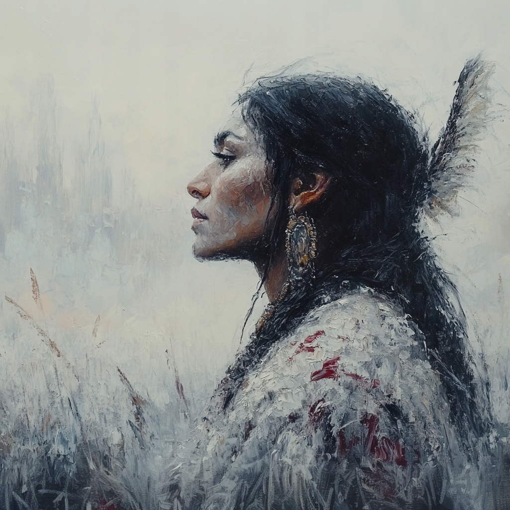 Obraz Na Plátně Canvas Portrét Profil Žena Indianka Etno Tribal 80x80