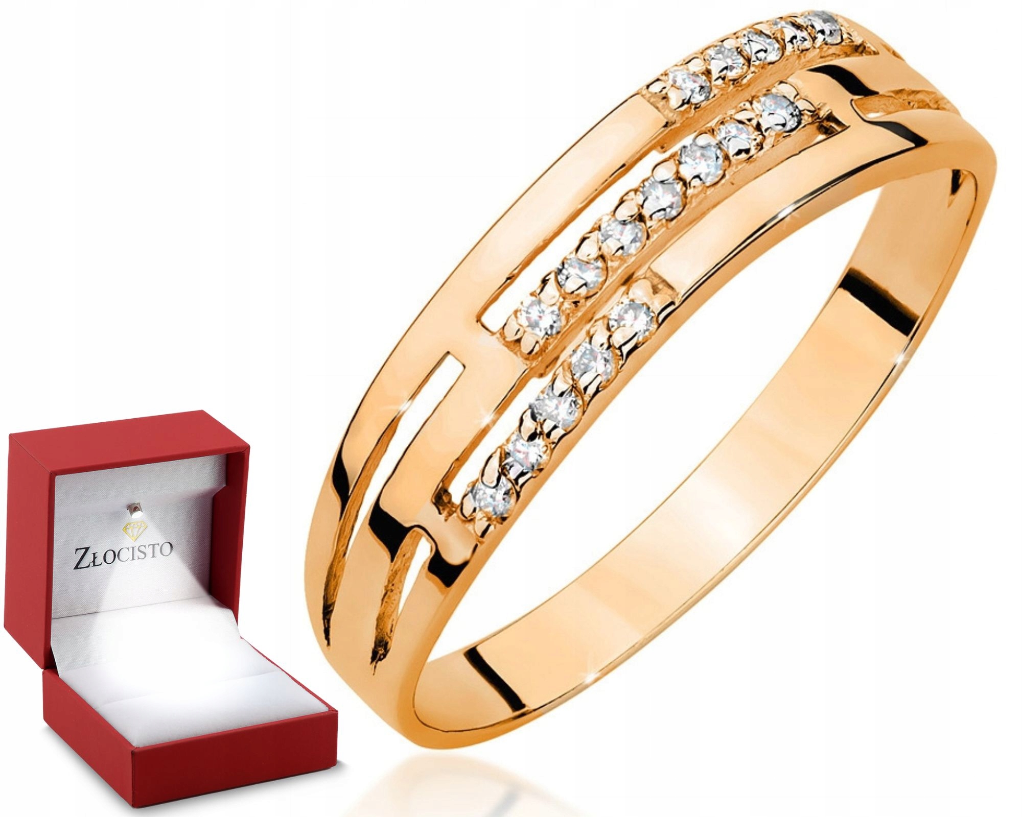 Růžové zlato prstýnek s Diamanty Gravírování 585