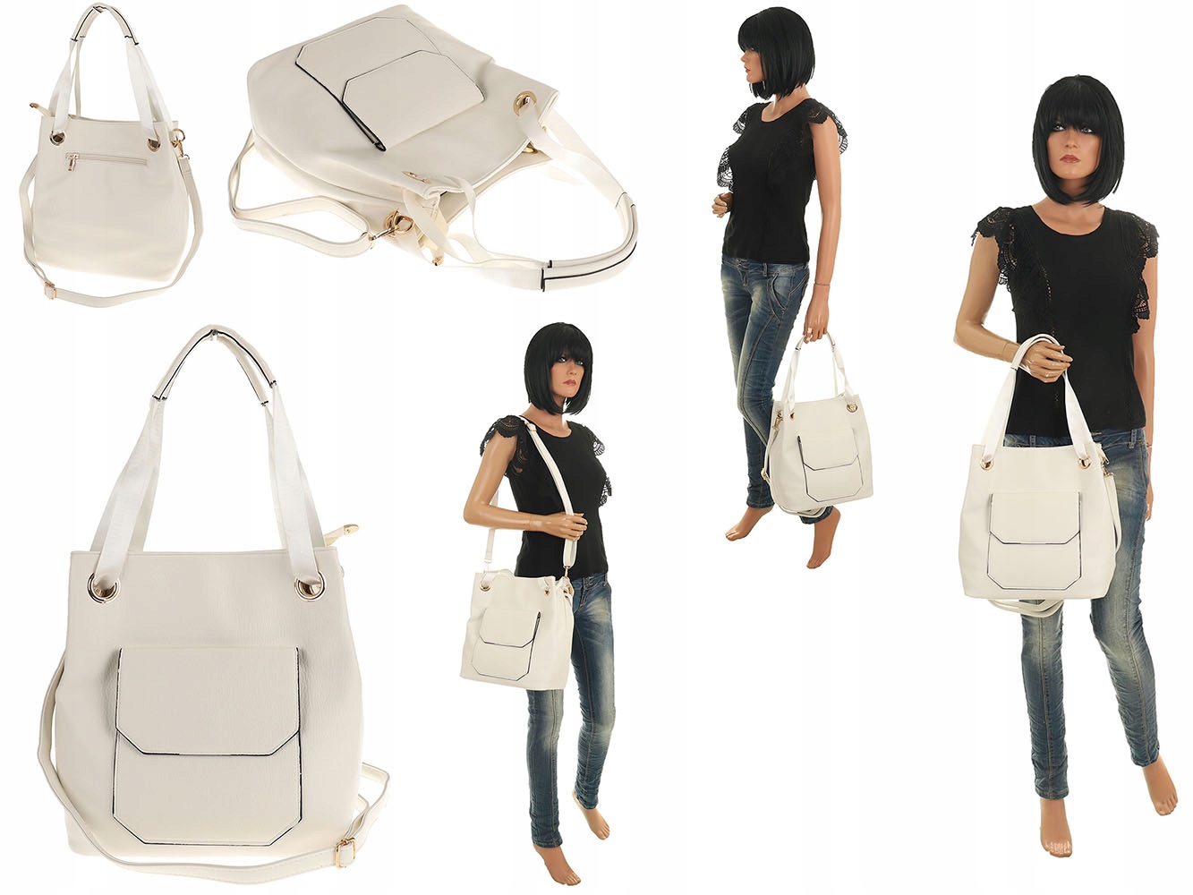 Elegancka Klasyczna Torebka Damska listonoszka A4 Teczka 16112 Wysokość 33 cm