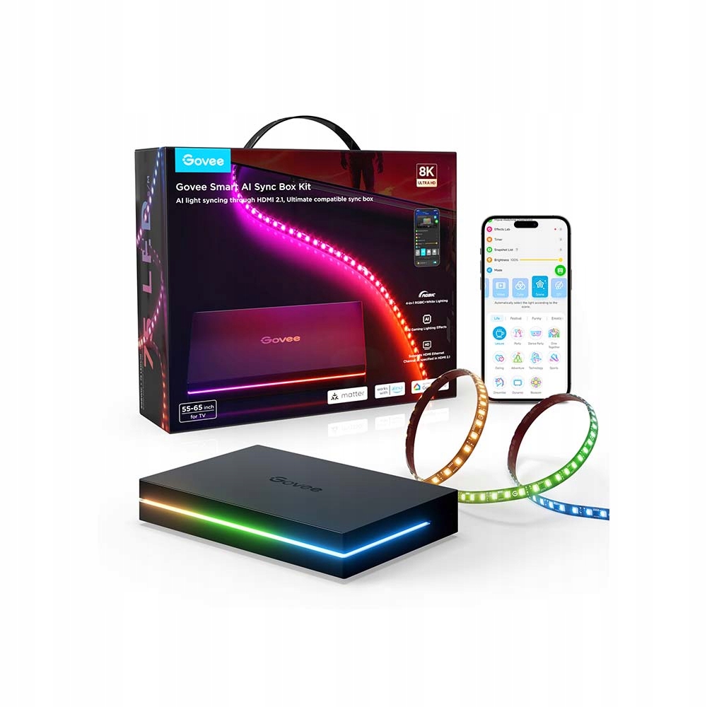 Govee Ai Sync Box 2 Smart Tv Rgbicw podsvětlení 55-65" H8604C12