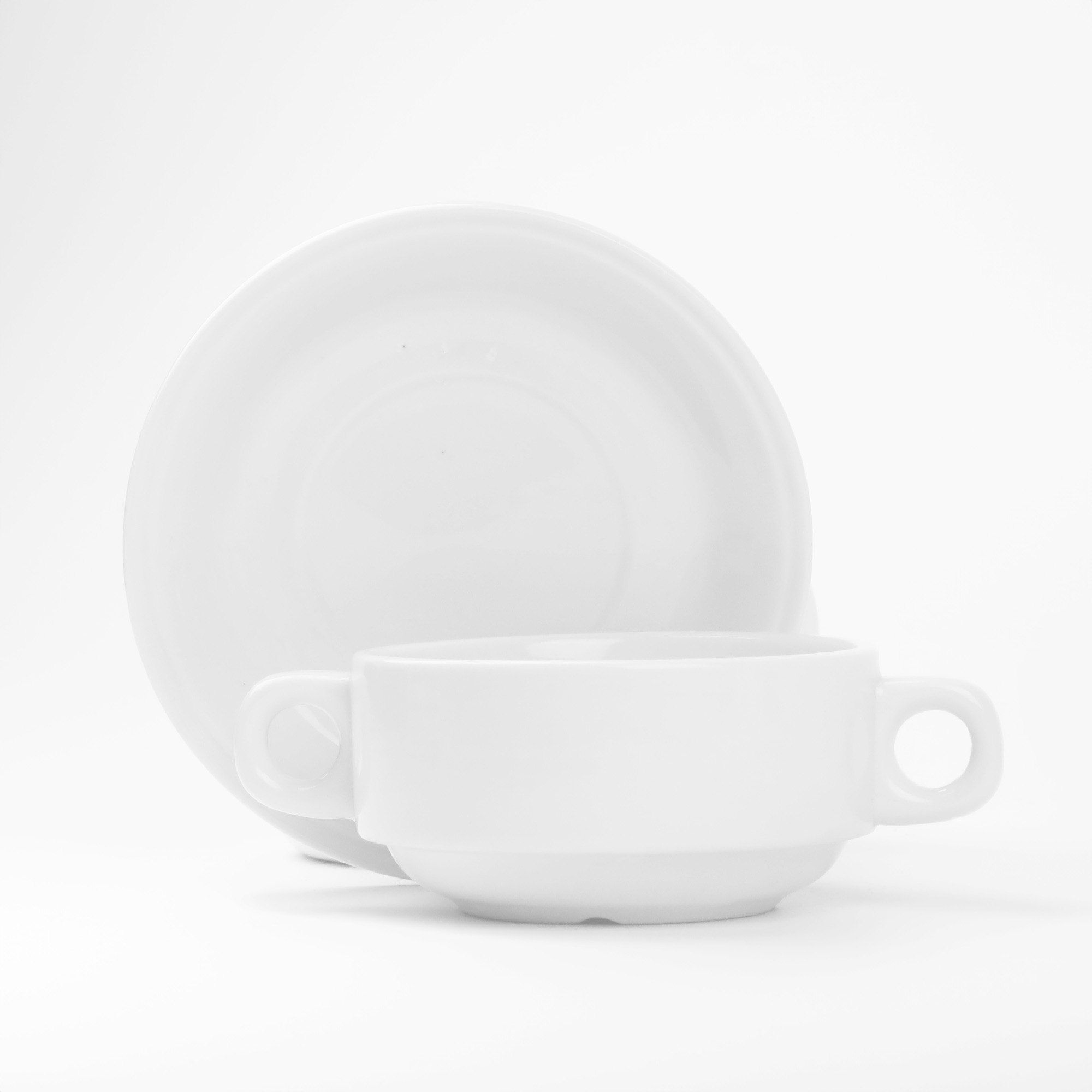 BULIONÓWKA PORCELANOWA ZE SPODKIEM I USZAMI 250 ML FLACZARKA DO ZUPY KREMU