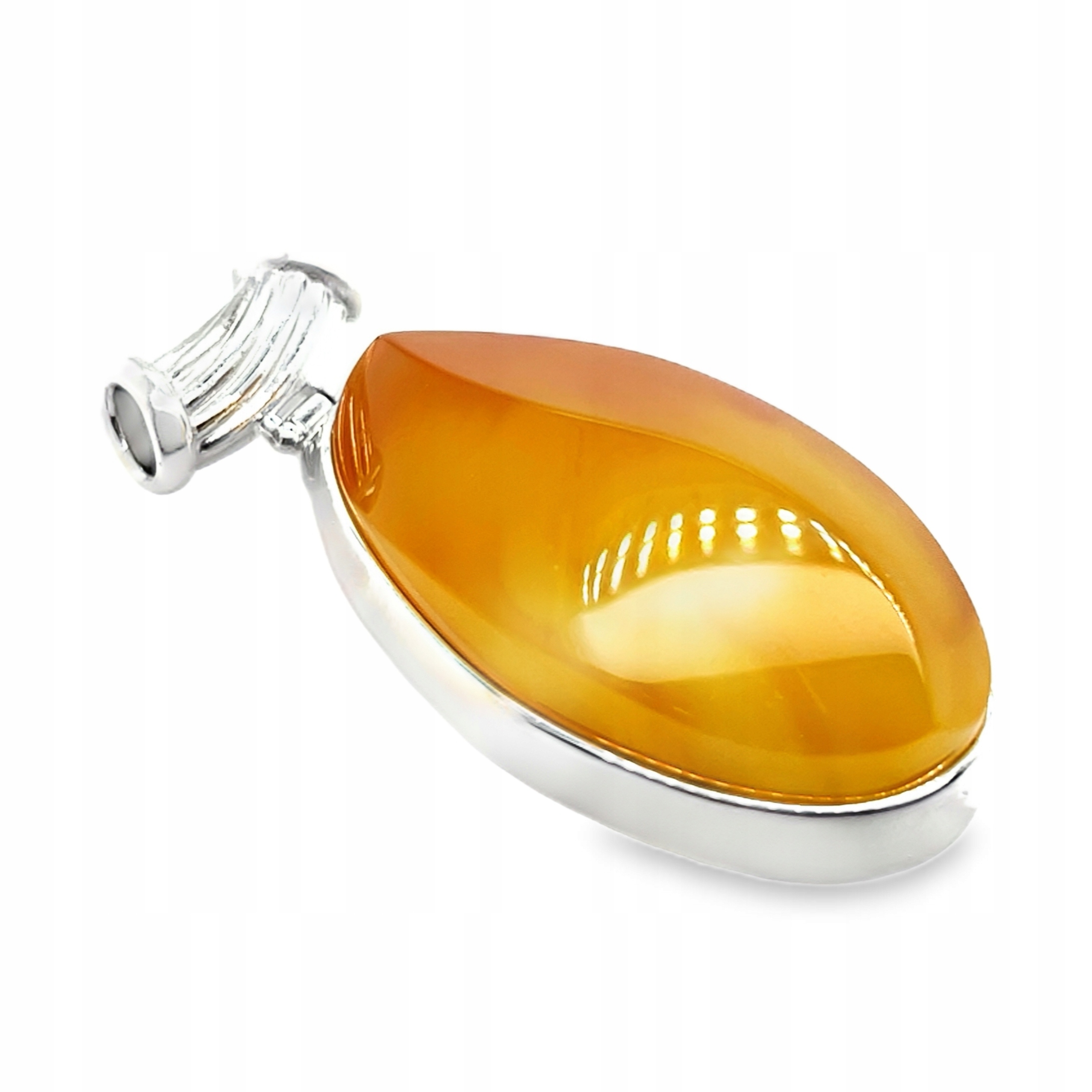 Přívěsek Velký stříbrný s přírodním jantarem Baltským, certifikát Film