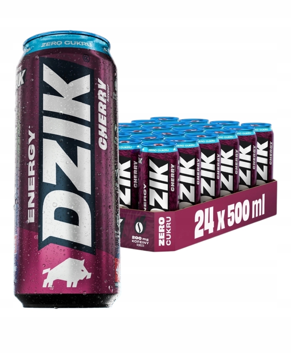 Levně Energetický nápoj Dzik Energy Drink Cherry Třešňový 0kcal 500 ml 24 ks