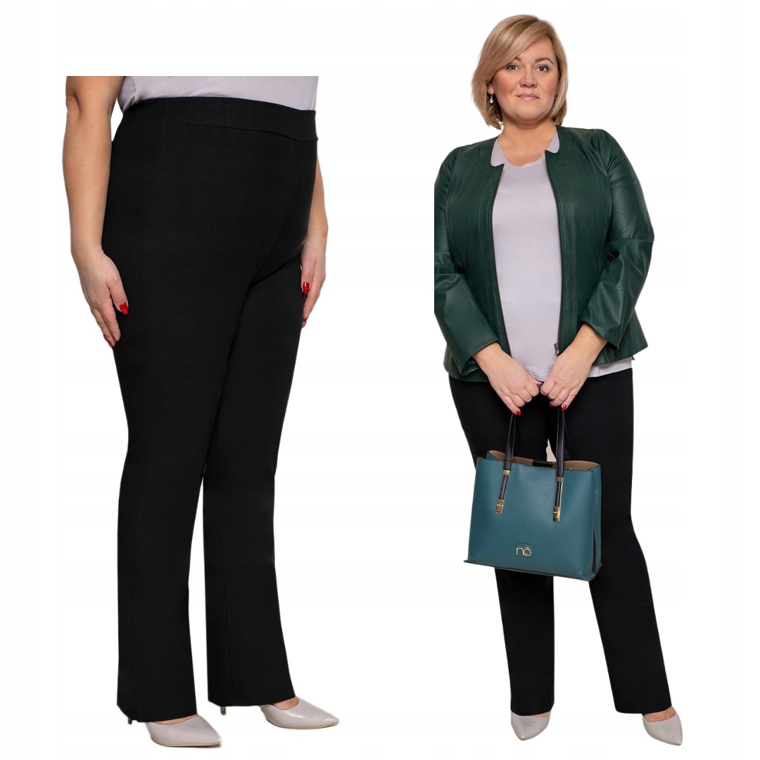 Jednoduché kalhoty s velmi vysokým pasem, černá barva 56