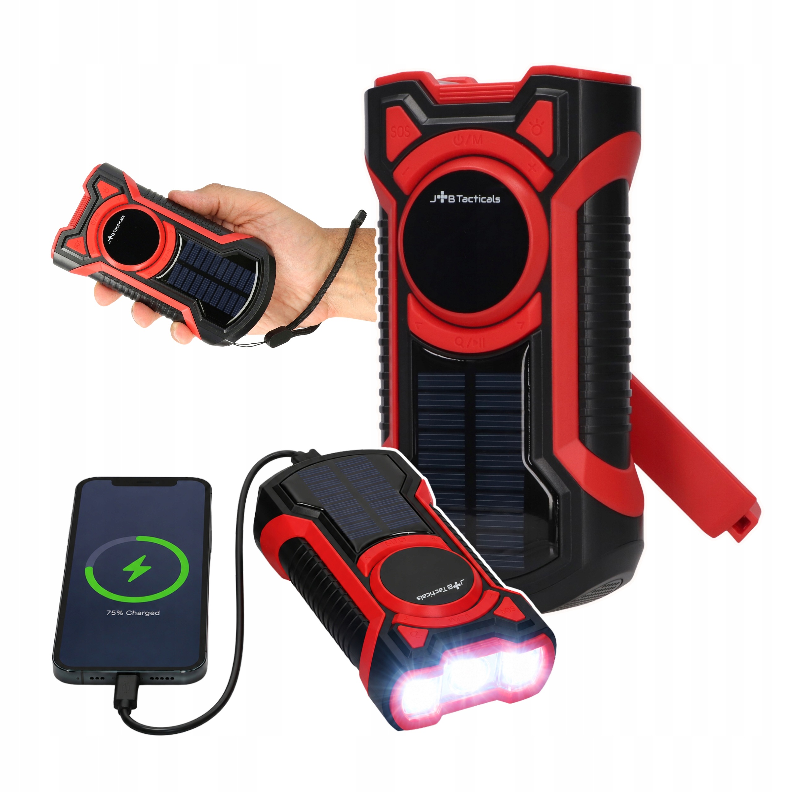 Přenosné Solární Rádio Dynamo Alarm Dynamo Nouzová Svítilna 5000 mAh JB-07