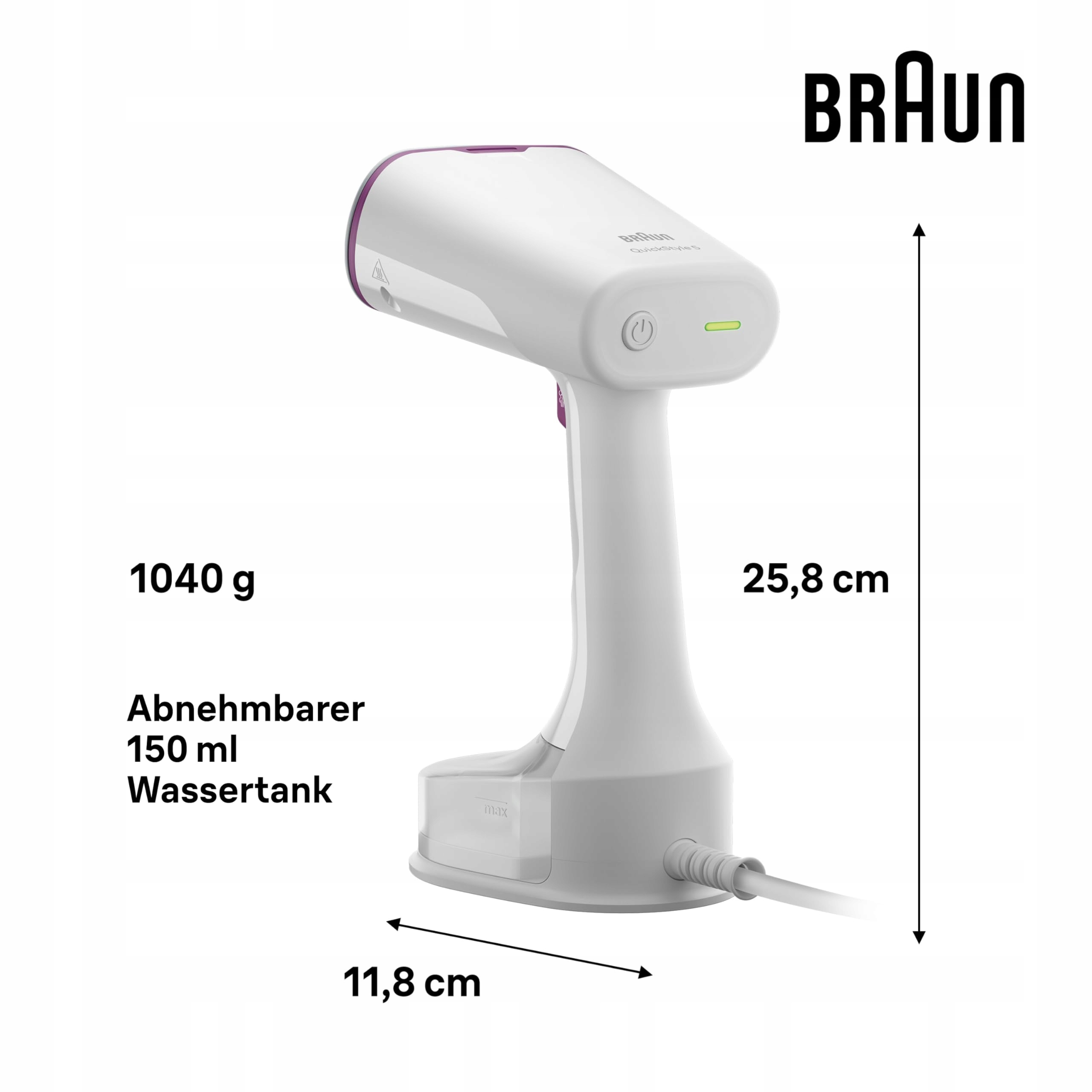 BRAUN QuickStyle 5 GS5011PU Steamer 1200W 150ml 45 Sekund Gotowy — miniatura 4