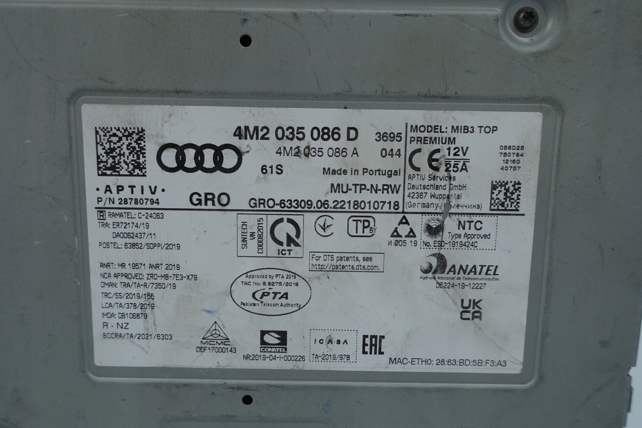 AUDI A6 A7 Q7 Q8 player module navigation devices MIB3 MIB 4M2035086D