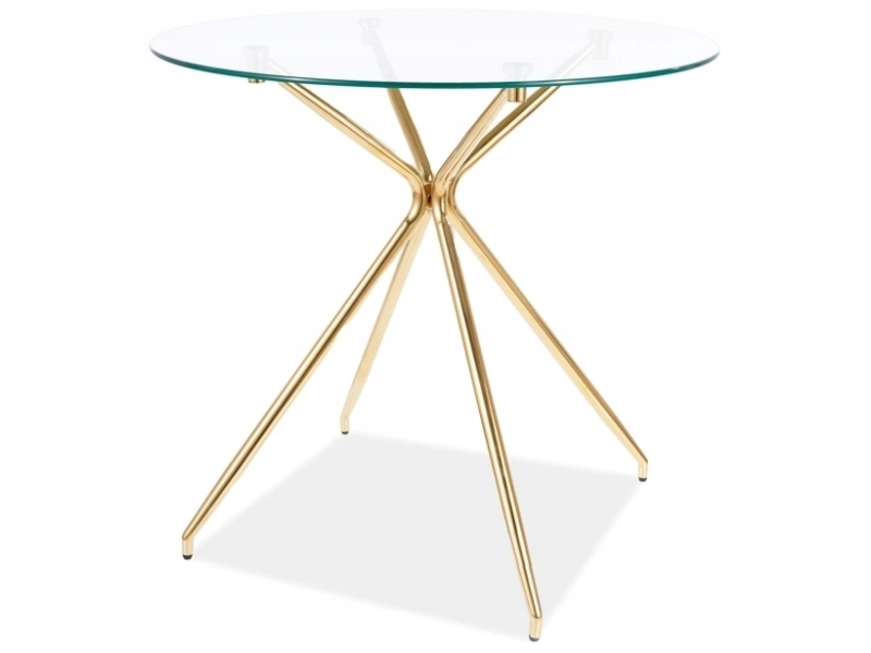 Stół Azalia transparentny/złoty fi 80cm Sig