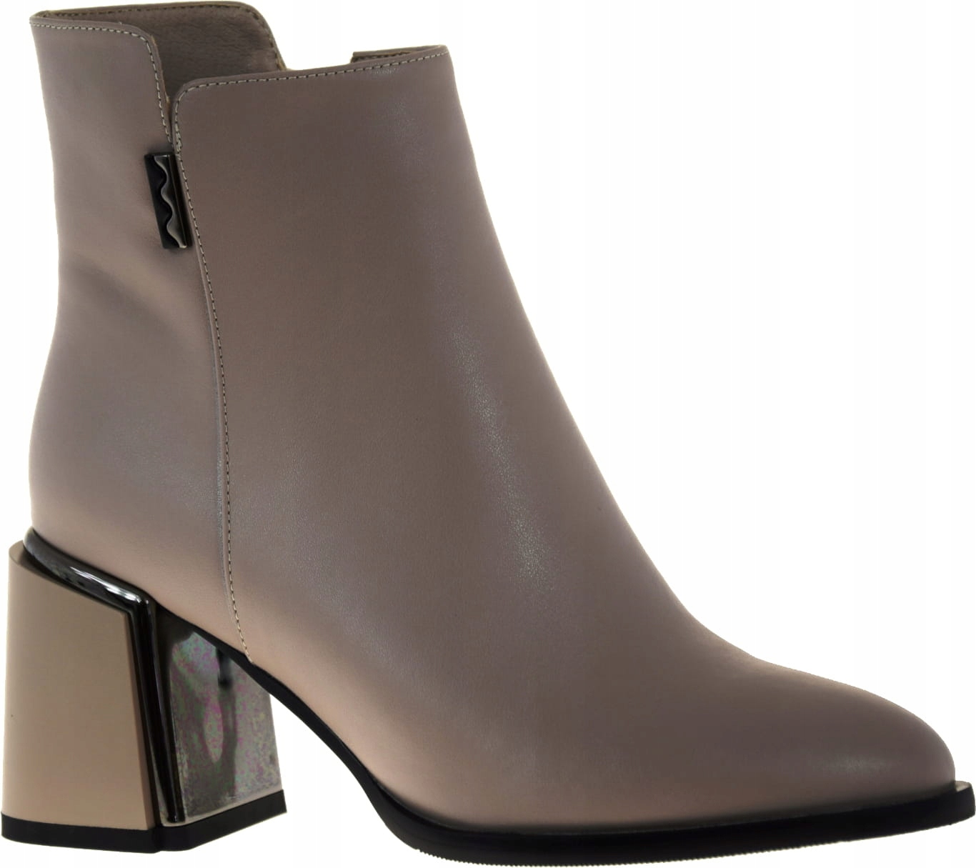 Elegantní Kožené Dámské Kotníkové Boty Béžové 53C0520 VEL.41