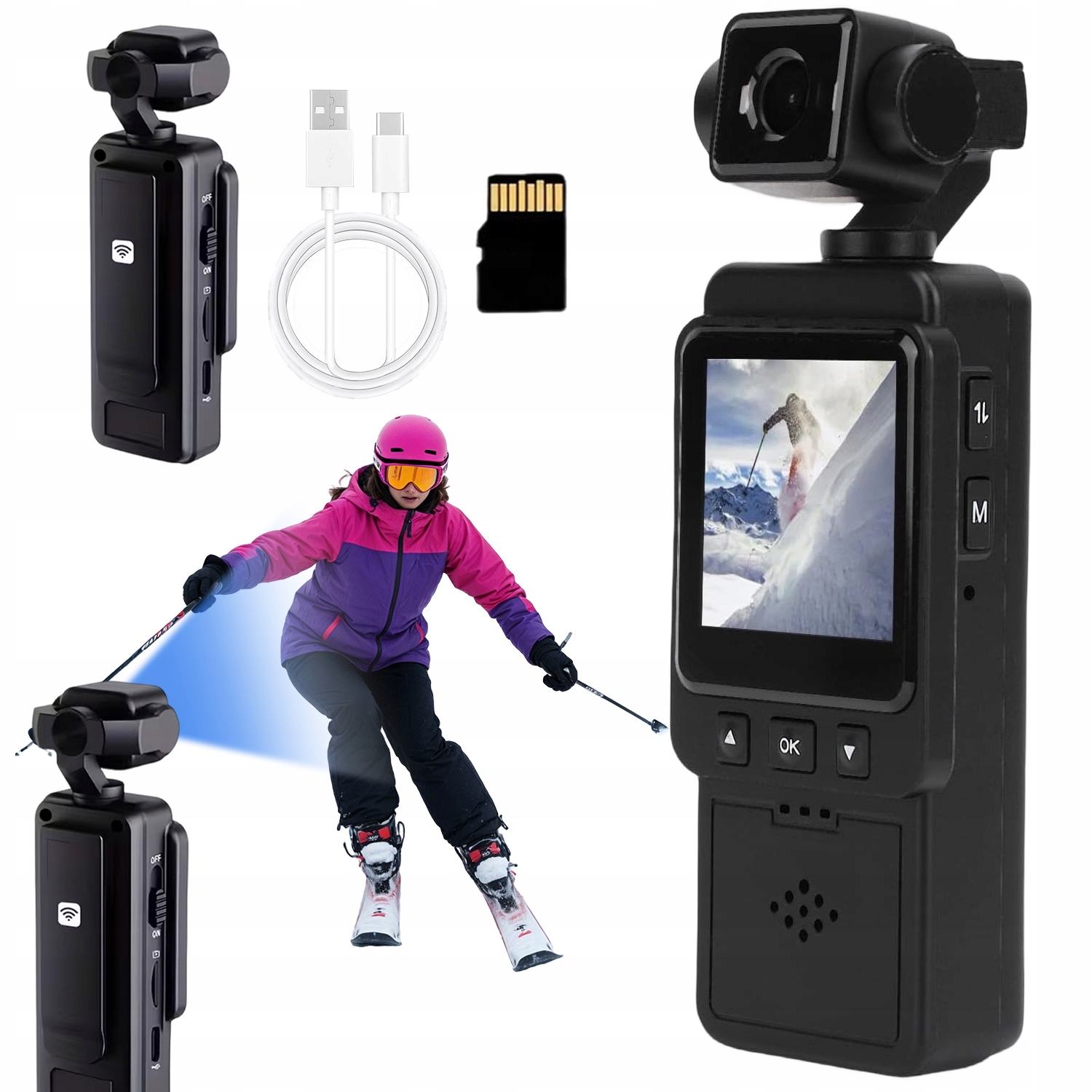 Sportovní Kamera 1080P Wifi Obrazovka Záznamník Akce S Klipem Otáčením O 360°