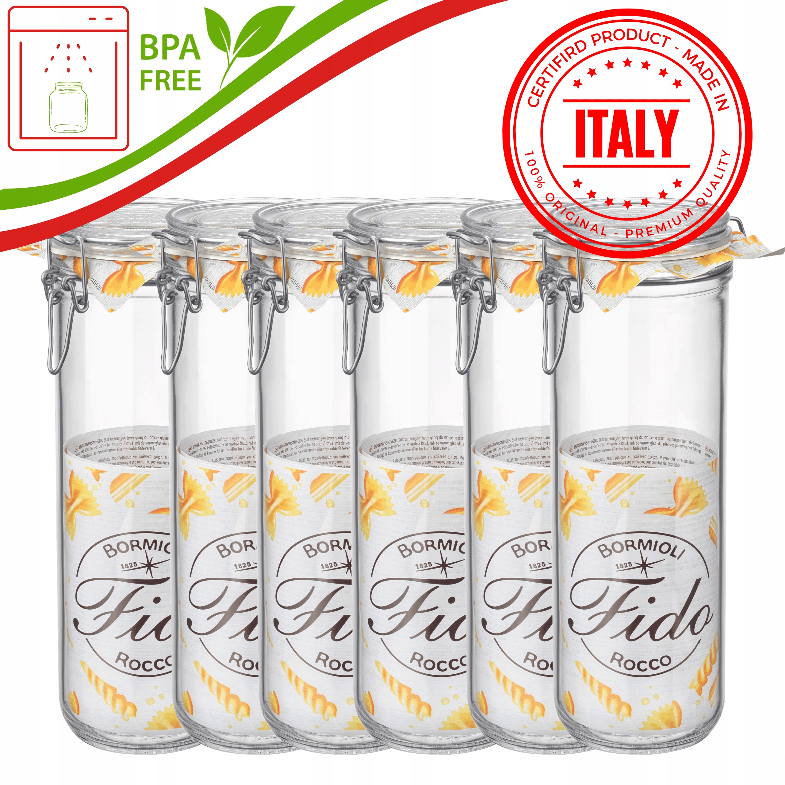 Poháre s sponou 1,5L Bormioli Fido Rocco zaváracie 6ks 1460