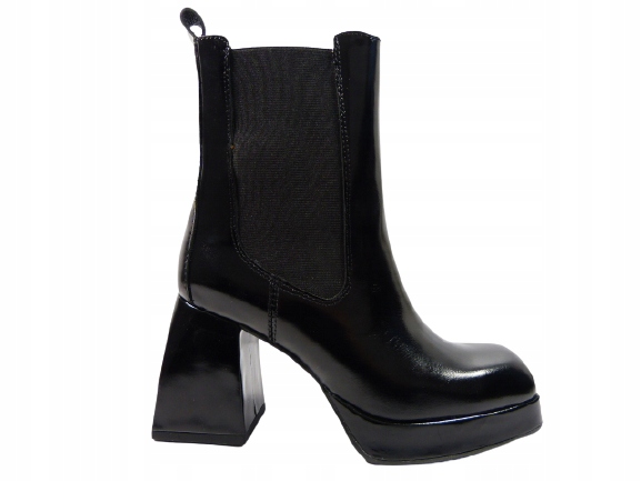 

Czarne botki na słupku Carinii 37 skóra platforma