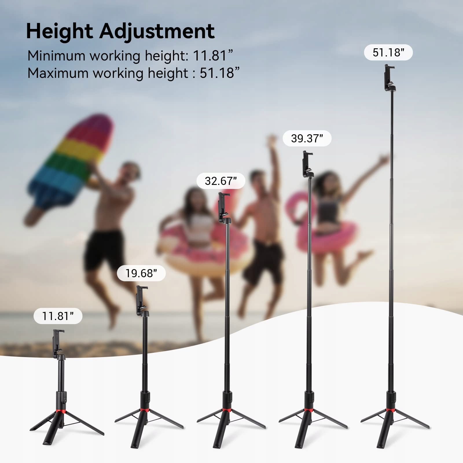 SMALLRIG Statyw Selfie Stick Bluetooth Do Smartfonów Regulowany 3375B — miniatura 2