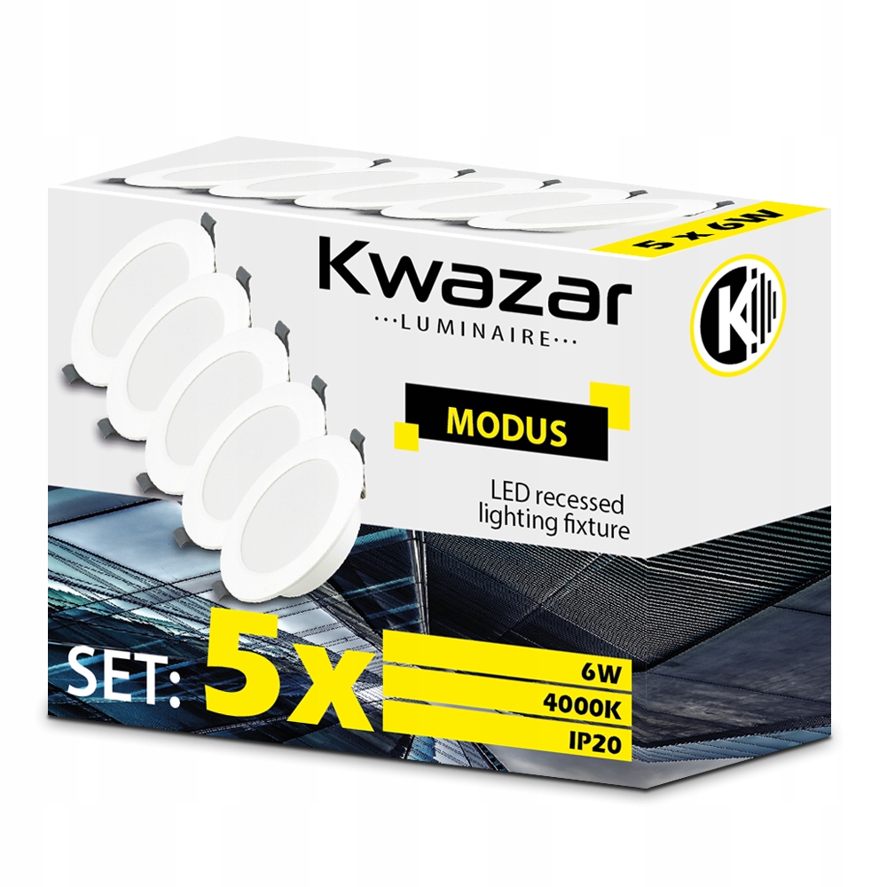 5 x PANEL LED OCZKO SUFITOWE WPUST 6W 230V 4000K