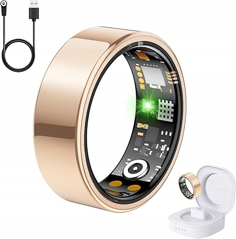 Inteligentny Pierścionek Smart Ring Stacja ładująca IP68 R.13 29 Złoty