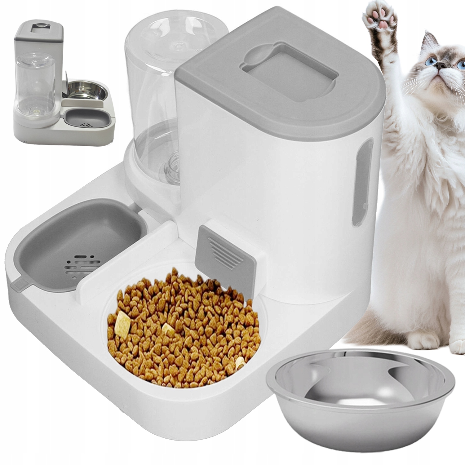 Levně Podavač Dávkovač Krmiva A Vody Miska Pro Psa Kočku Zvířat 2V1