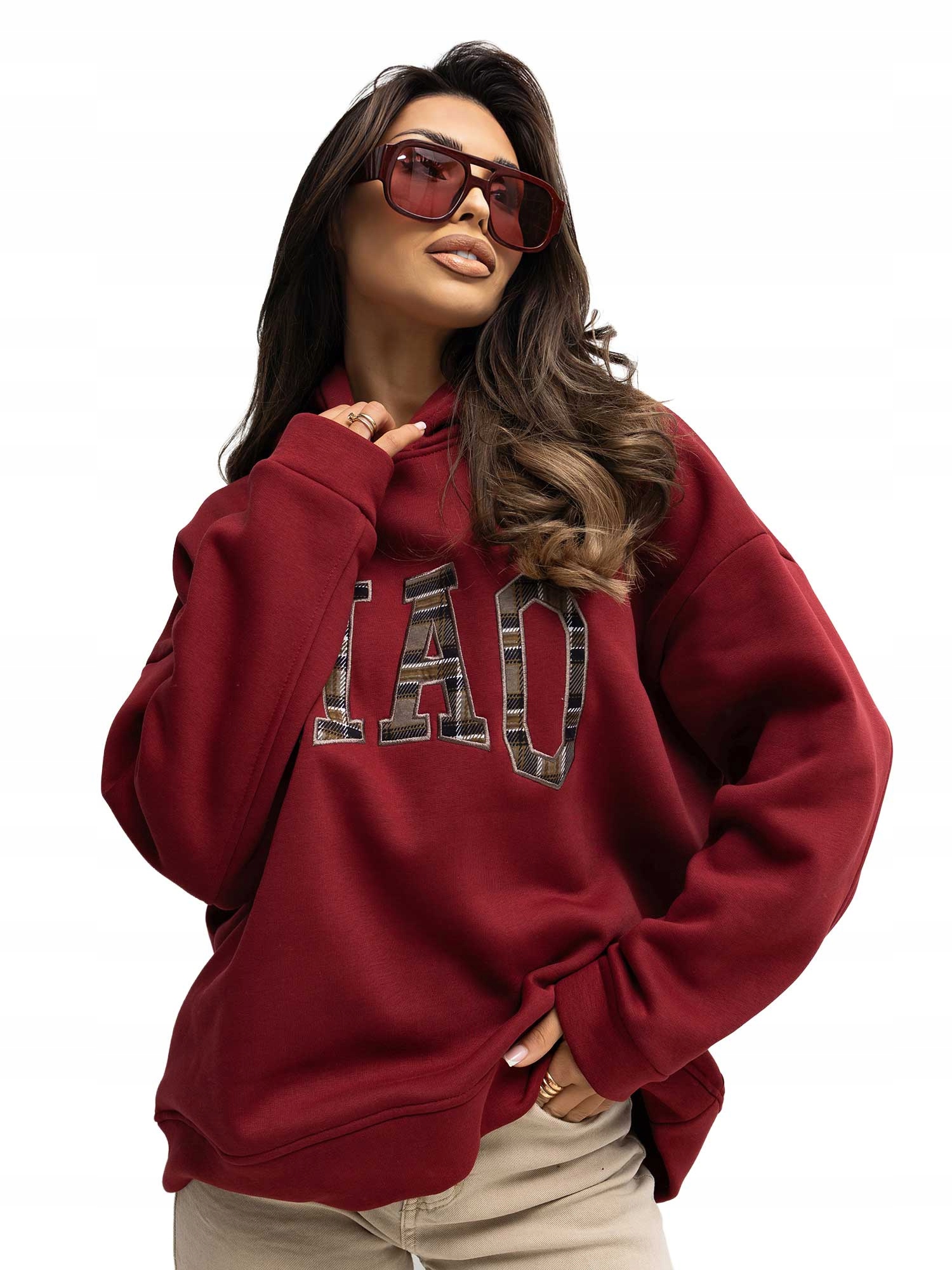 Bluza Dresowa Damska Oversize z Kapturem Naszywka