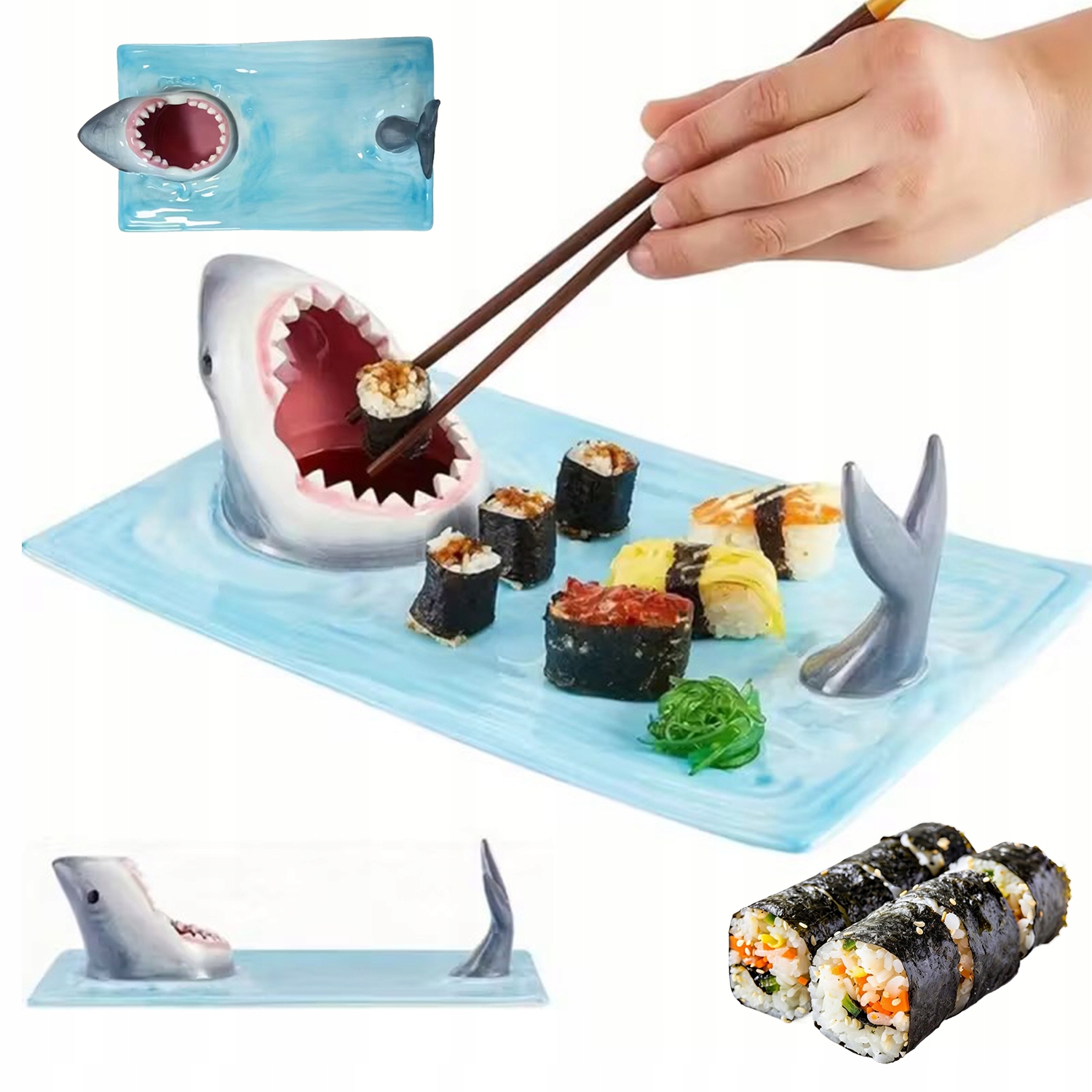 Velký Keramický Talíř Žralok Je Ideální Pro Podávání Sushi A Snacků