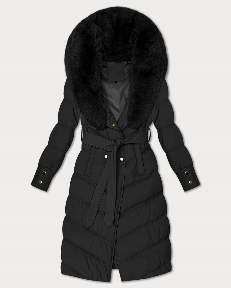 Zimní Bunda S Páskem R8500 Černá XL (42)