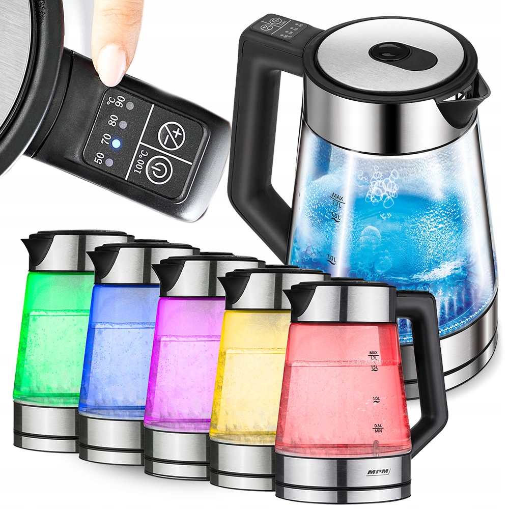 Czajnik elektryczny bezprzewodowy regulacja temperatury szklany Mpm MCZ-116