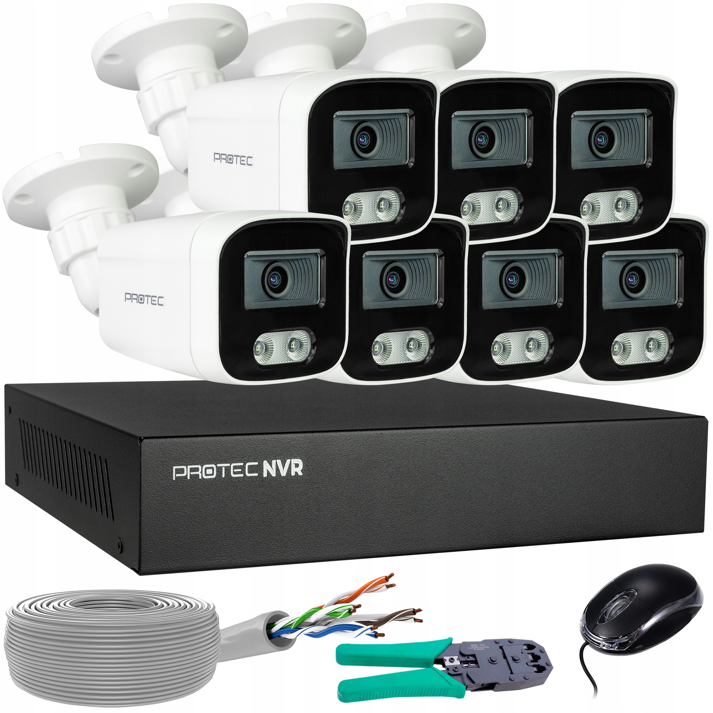 Monitorovací sada 7 kamer Ip 8MP PoE Mikrofon Detekce lidí bez hdd