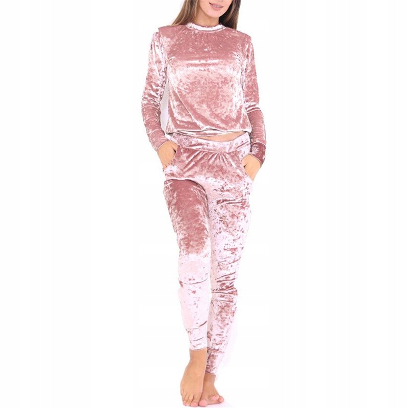 DRES WELUROWY KOMPLET ZESTAW SPODNIE BLUZA 38 M