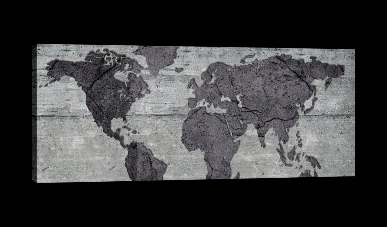 Obraz 145x45 Mapa světa beton textura industriální loft moderní geografie