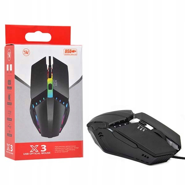 

Mysz Myszka Gamingowa Dla Graczy Rgb Led 1600 Dpi
