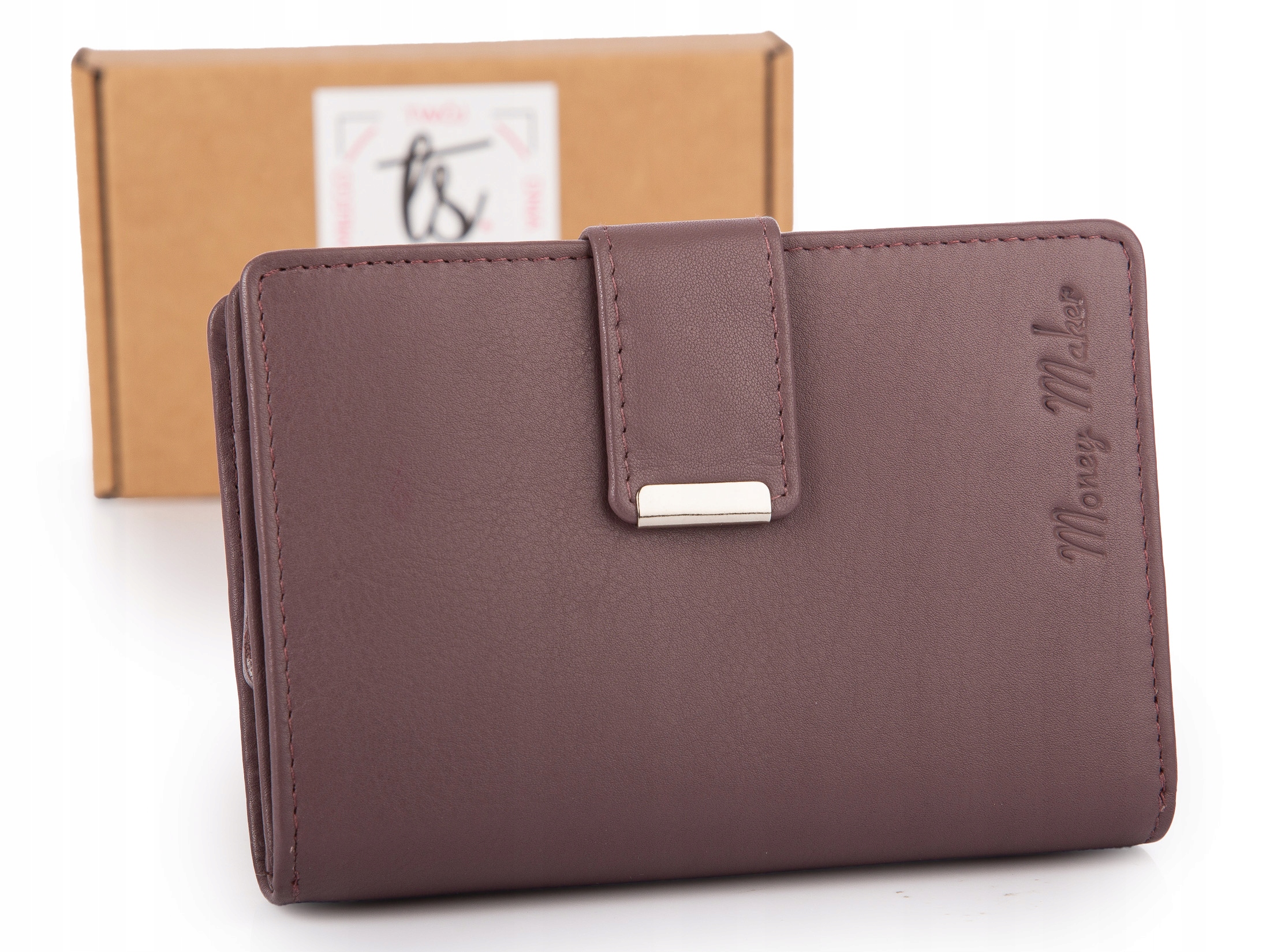 Dámská kožená peněženka střední velikosti s Rfid ochranou karet mauve
