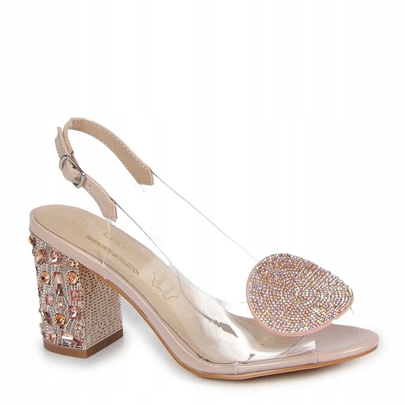 S.barski MR38-812 Transparentní Sandály S Ozdobou Pudrově Růžové 37