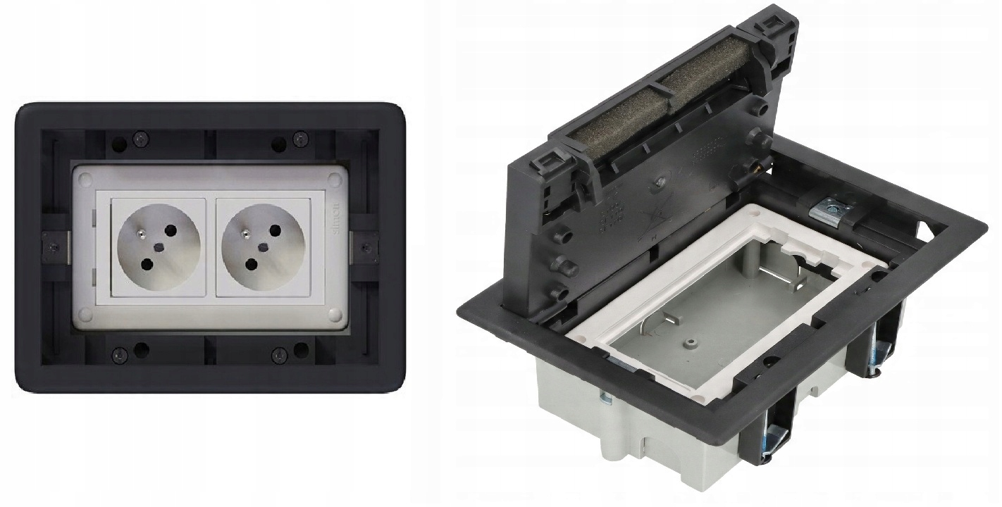 Puszka podłogowa Floorbox 2-modułowa, gniazdka z uziemieniem, Simon Connect