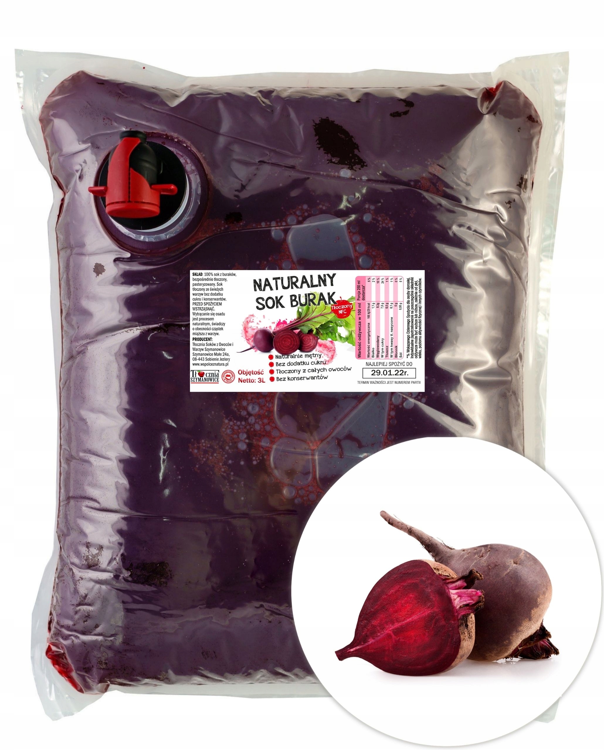 SOK Z BURAKA 100% BURAK TŁOCZONY 3L DLA DZIECI NFC