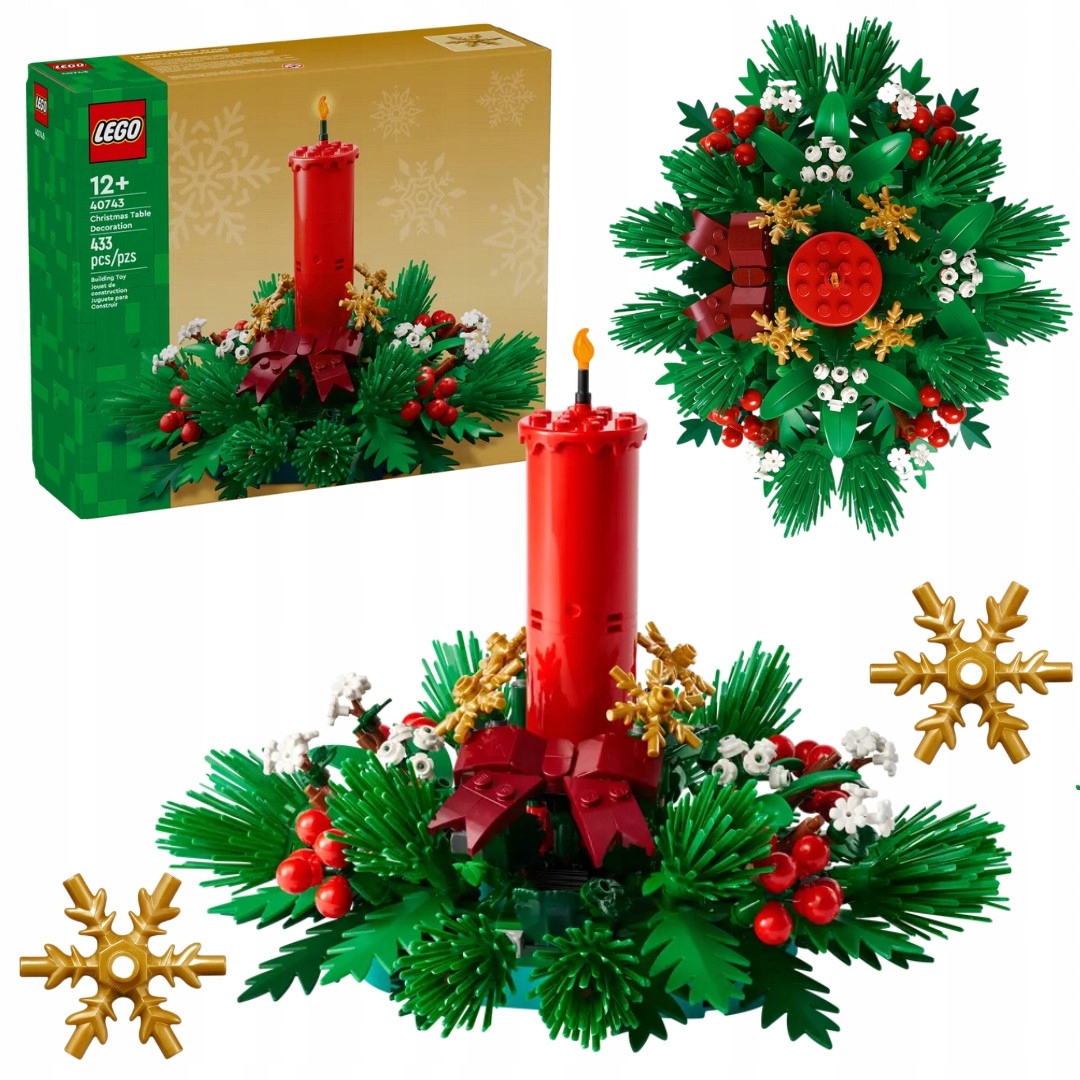 Lego 40743 Vánoční dekorace stolu Svíčka Listy Borůvky Zlaté hvězdičky