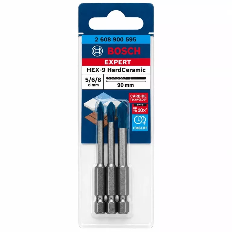 Bosch Expert HEX-9 Wiertła Do Ceramiki Zestaw 3 Szt 2608900595