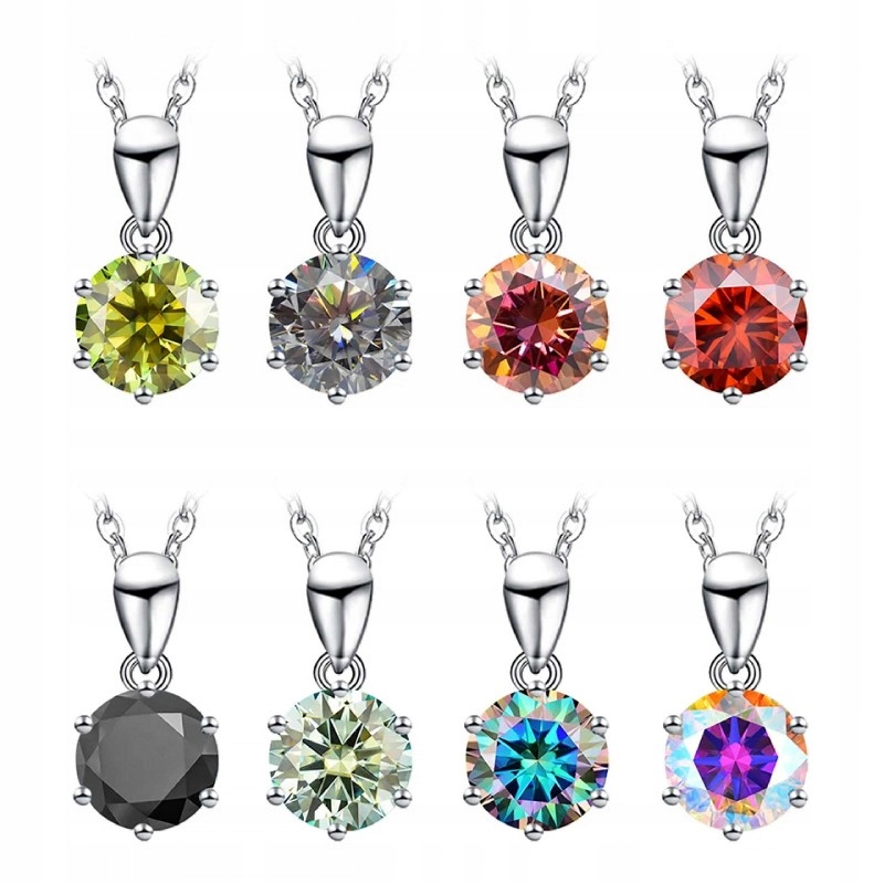 Naszyjnik z zawieszką z diamentem 1ct srebro 925 Moissanit 45cm certyfikat Motyw serce