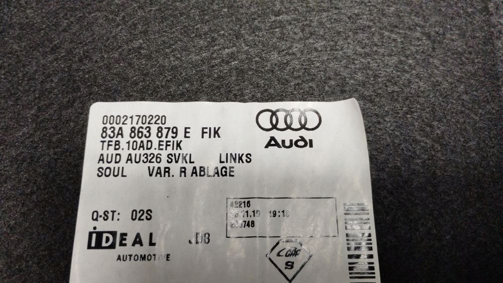 Audi Q3 F3 83A boot upholstery left rear part 83A863879E