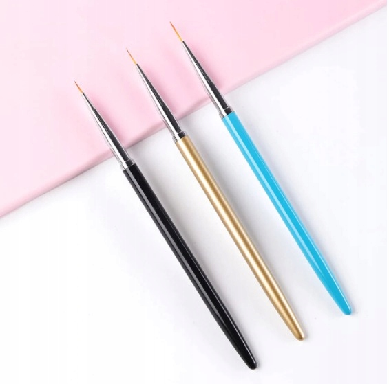 PĘDZLE PEDZELKI DO ZDOBIEŃ MANICURE PAZNOKCI 3SZT Rodzaj zestaw pędzelków