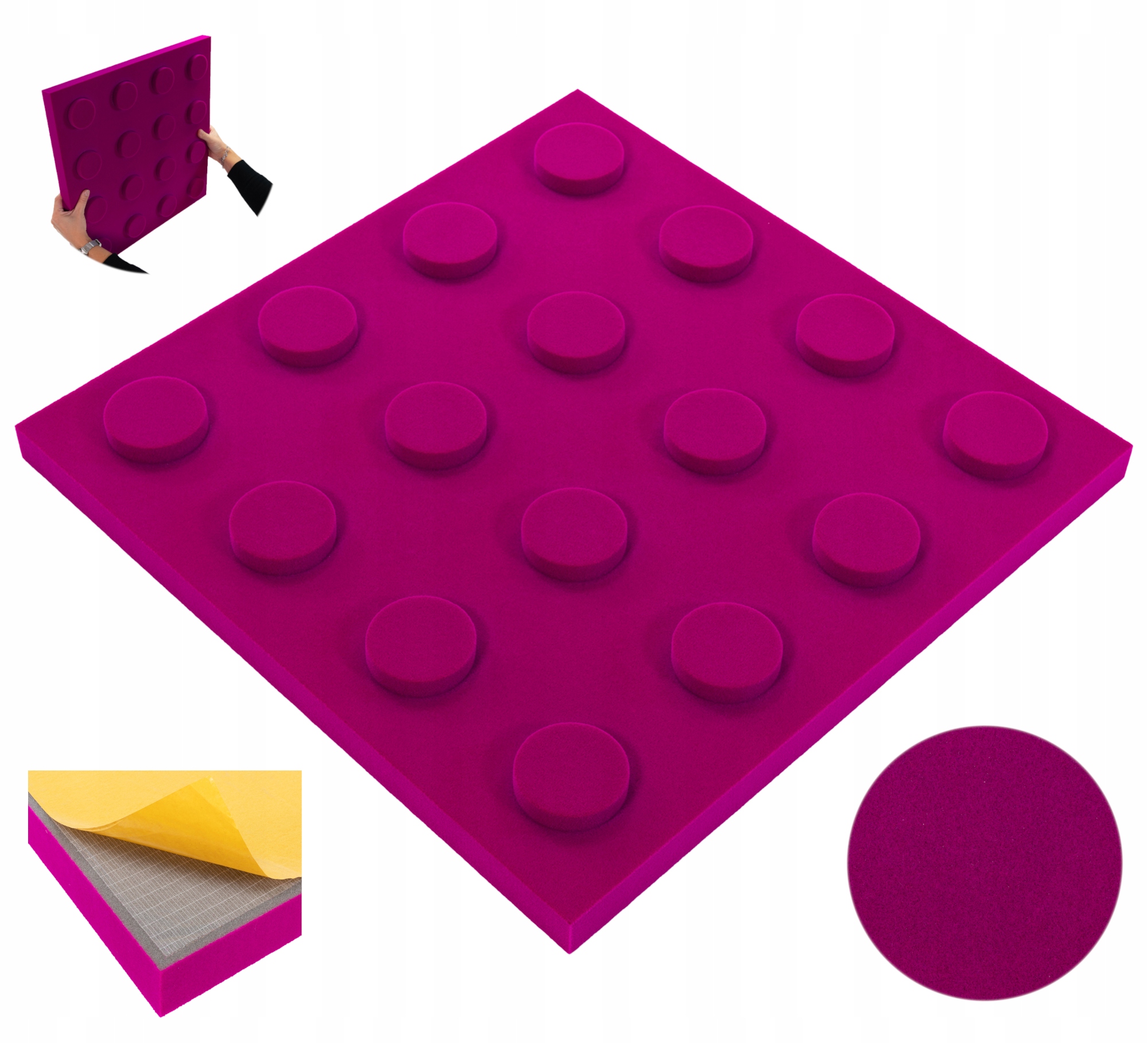 Klocek akustický panel Decor pěna Samolepicí 50x50 cm, šířka 4 cm, atesty