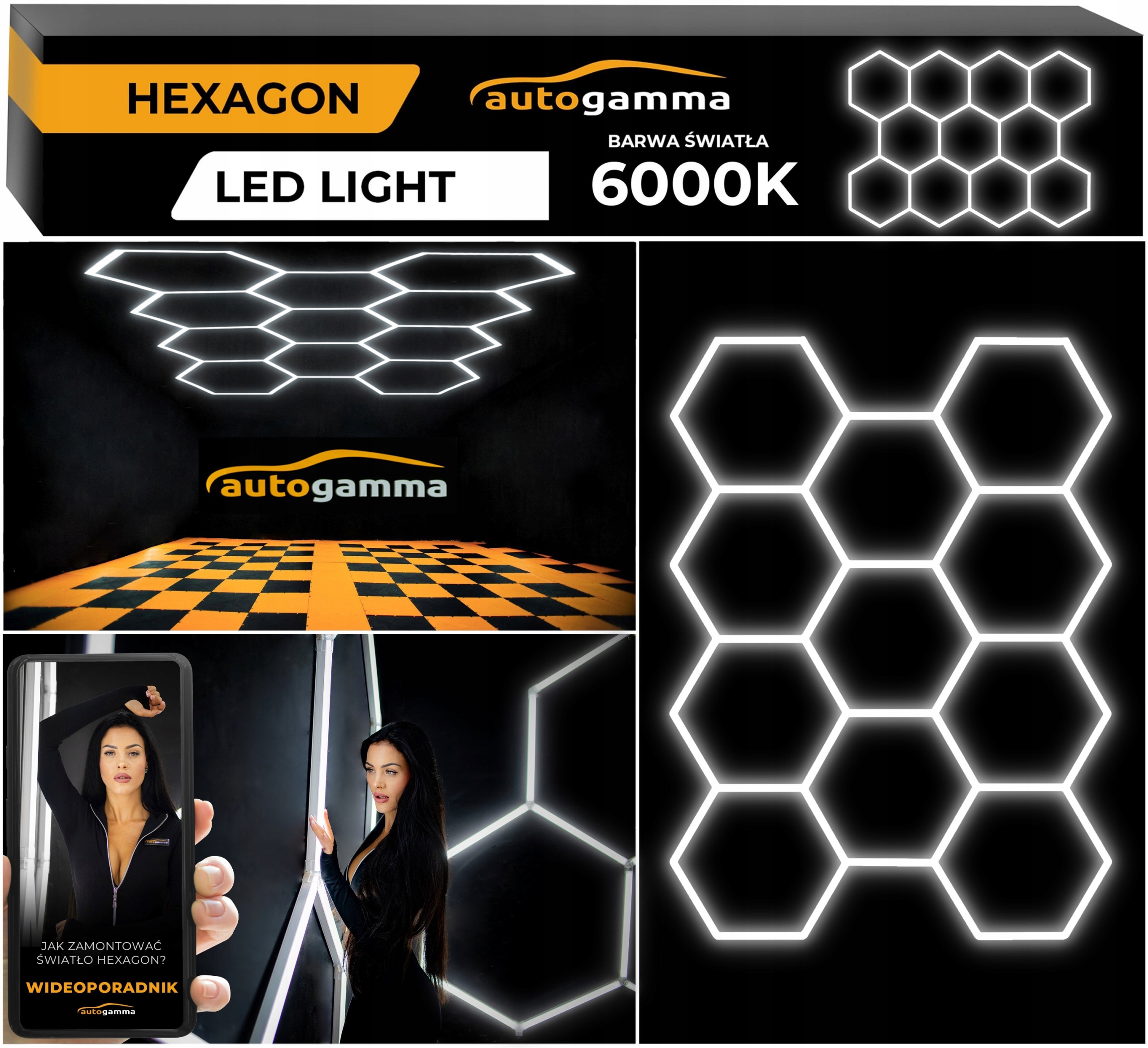 Led lampa Hexagon Panel Osvětlení Dílna Garáž Dům 297 x 412 5500-6000K