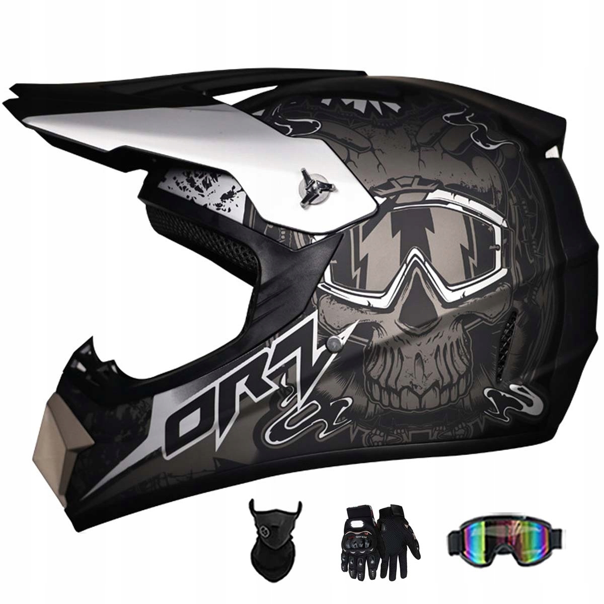 Motocyklová Přilba Crossová Lehká Enduro Quada Brýle Rukavice Maska L